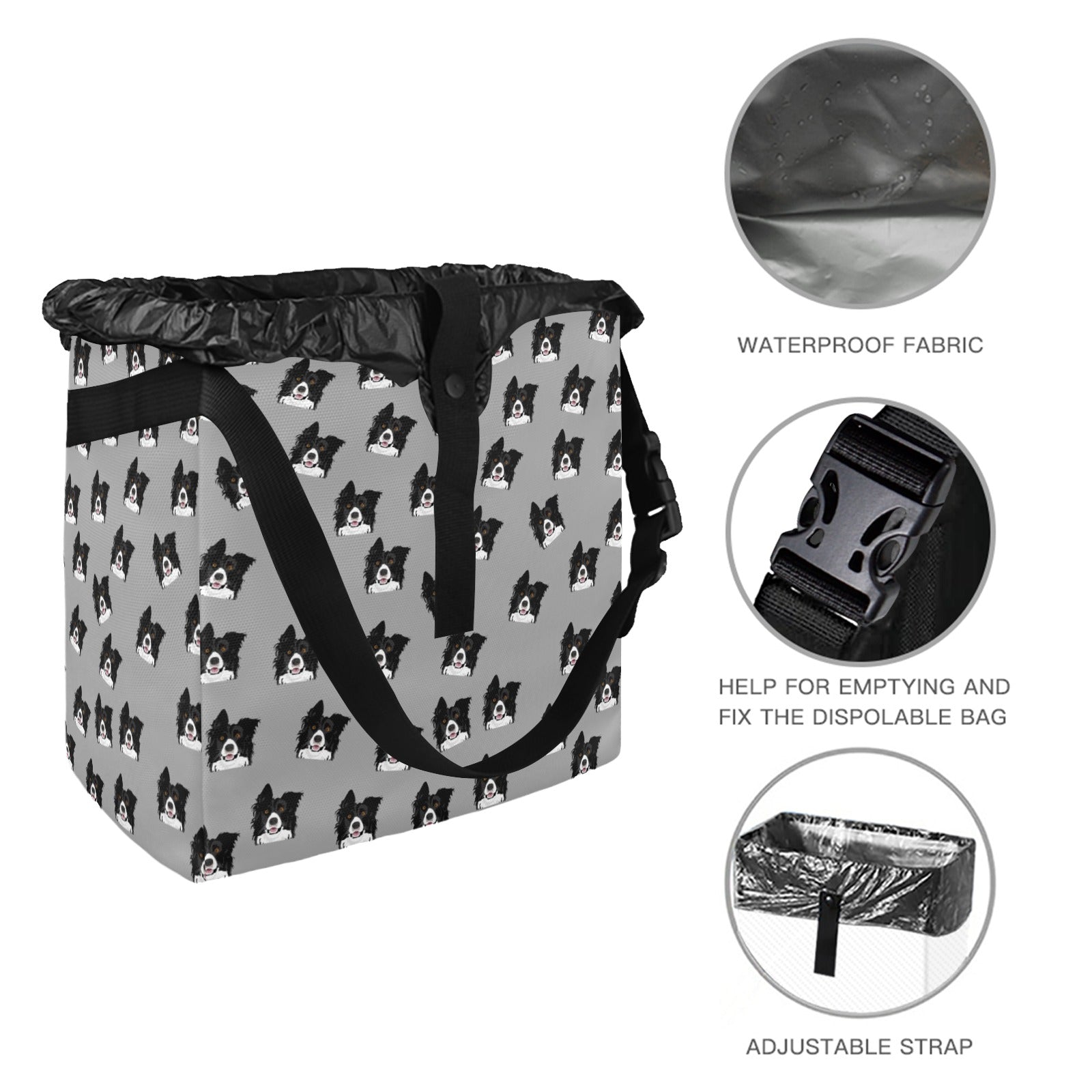 Border Collie Car Trash Bag