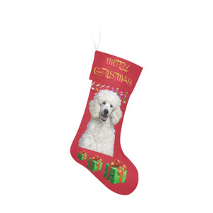 White Standard Poodle Christmas Stocking