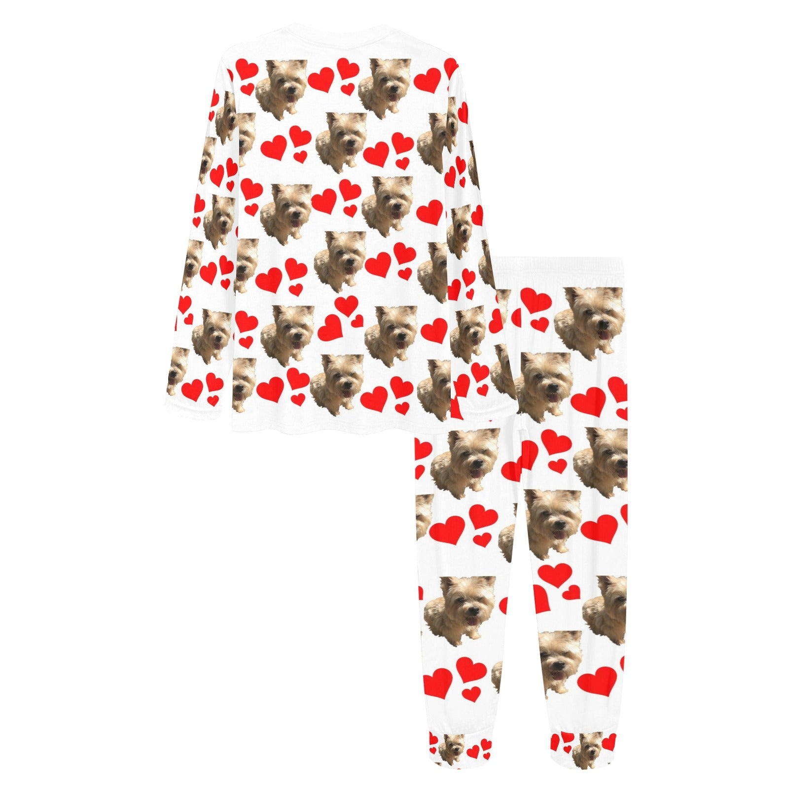 2 Piece Norwich Terrier Hearts Long Tee Pajama Set