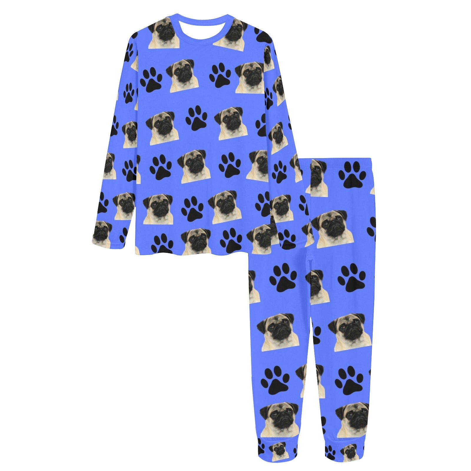 2 Piece Pugs & Paws Long Tee Pajama Set