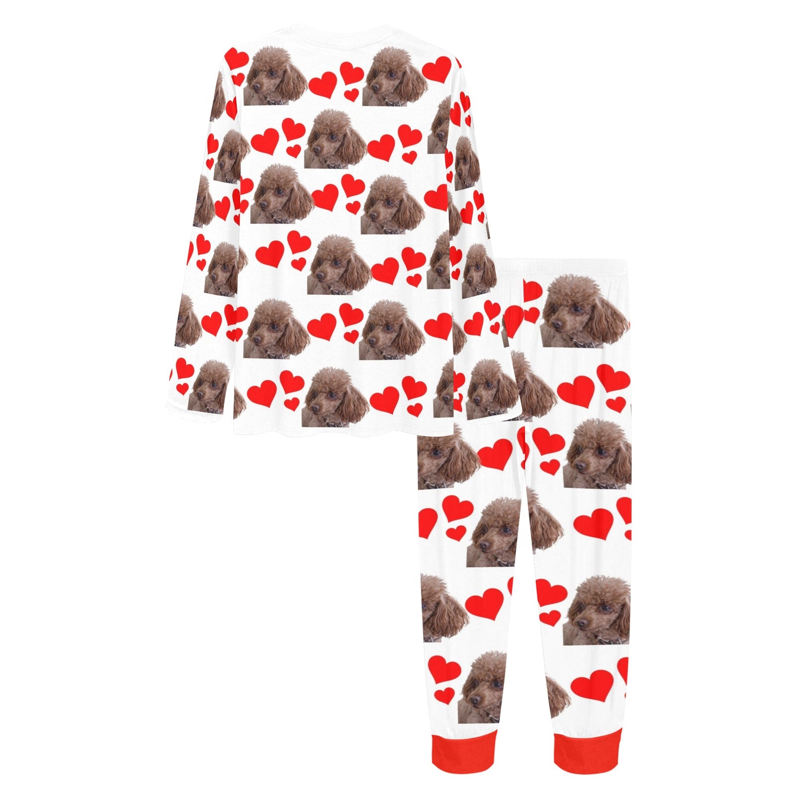 2 Piece Poodle Hearts Long Tee Pajama Set - Toy Poodle