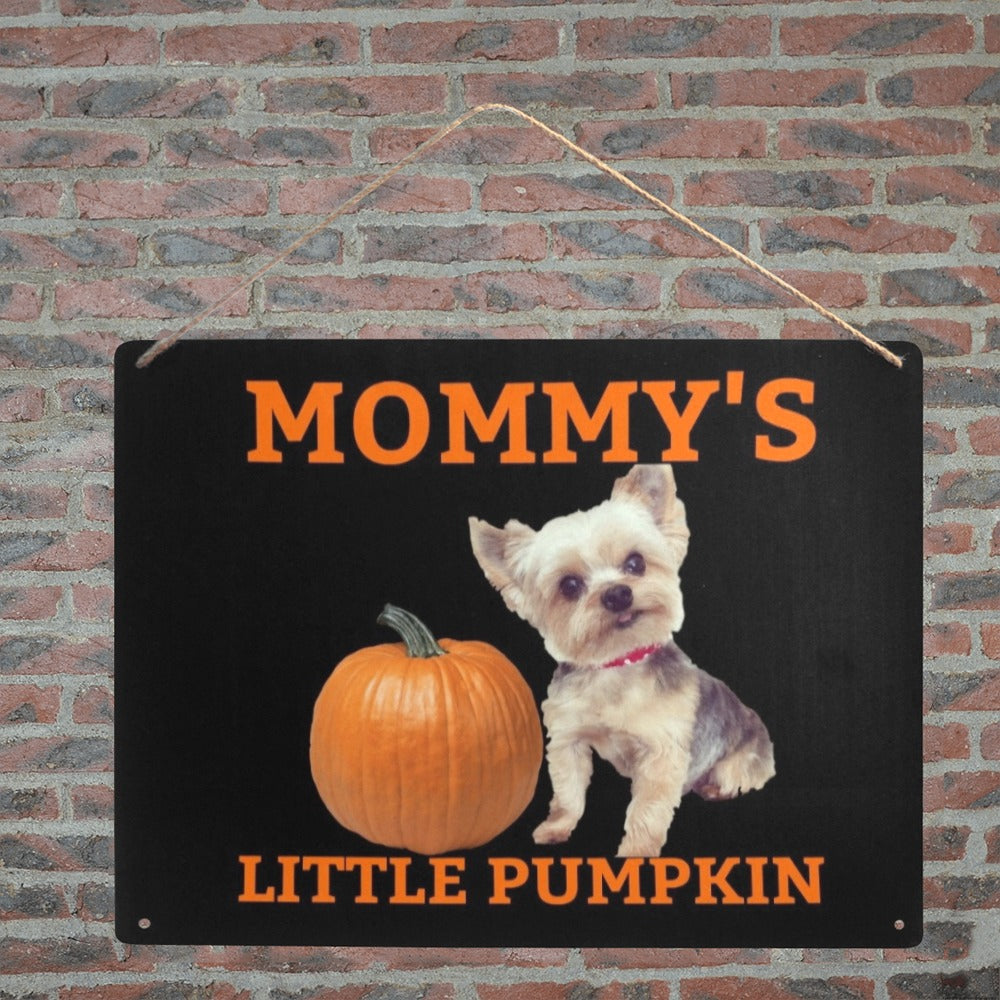 Mommy's Little Pumpkin Yorkie Metal Print