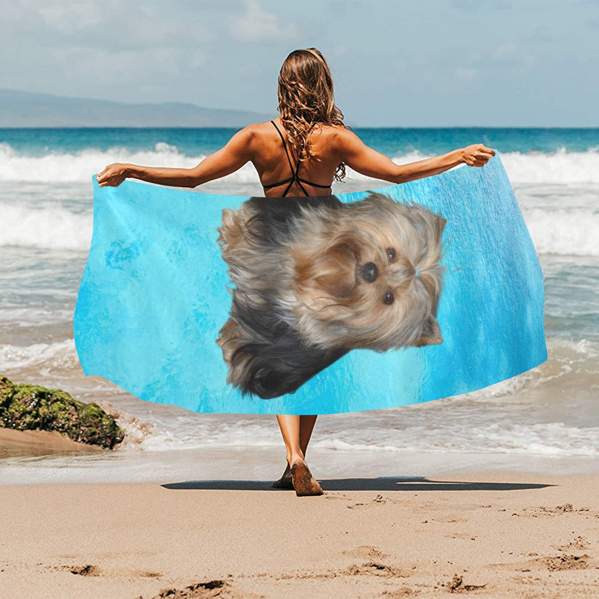 Yorkie Beach Towel - Candy 2