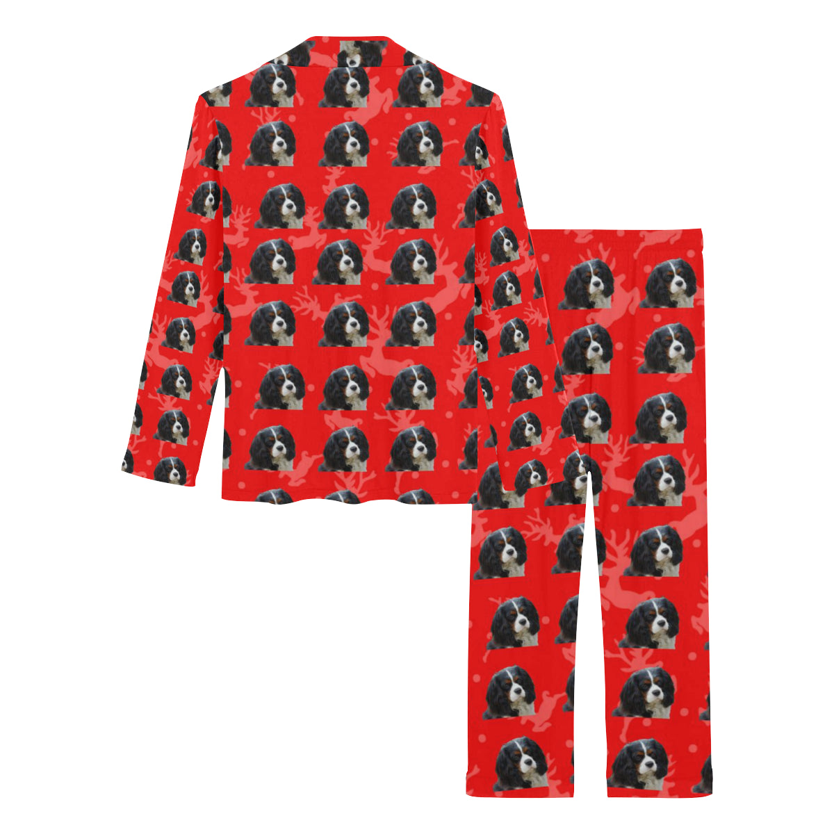 2 Piece Cavalier King Charles Spaniel Long PJ Set - Holiday