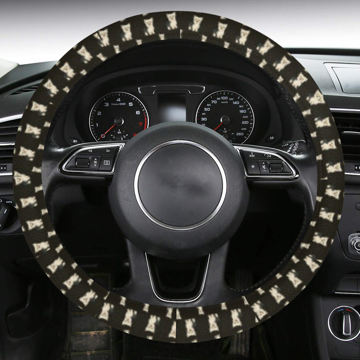 Yorkie Steering Wheel Cover - Cartoon