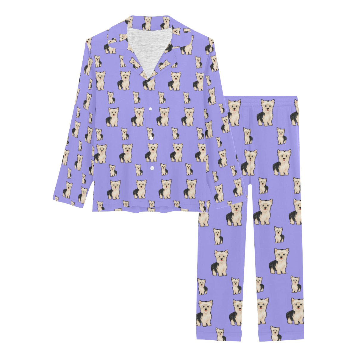 2 Piece Yorkie Long PJ Set - Purple