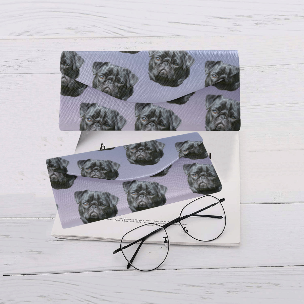 Pug Glasses/Sunglasses Case - Black Pug