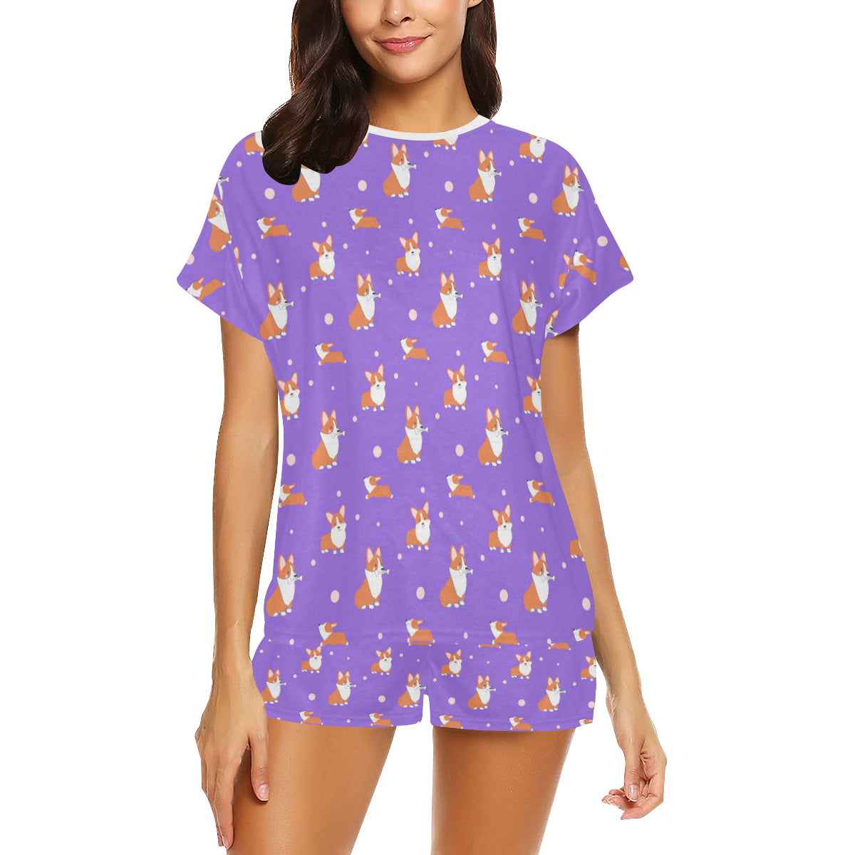 2 Piece Corgi PJ Set - Purple