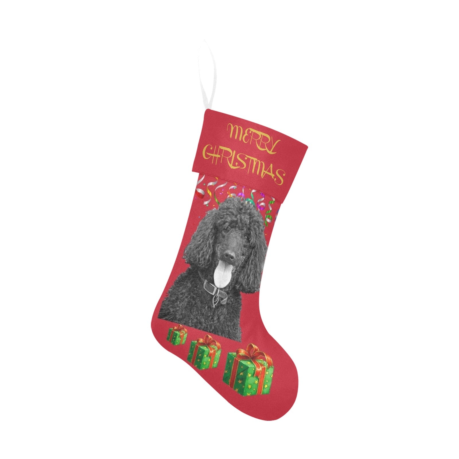 Black Standard Poodle Christmas Stocking