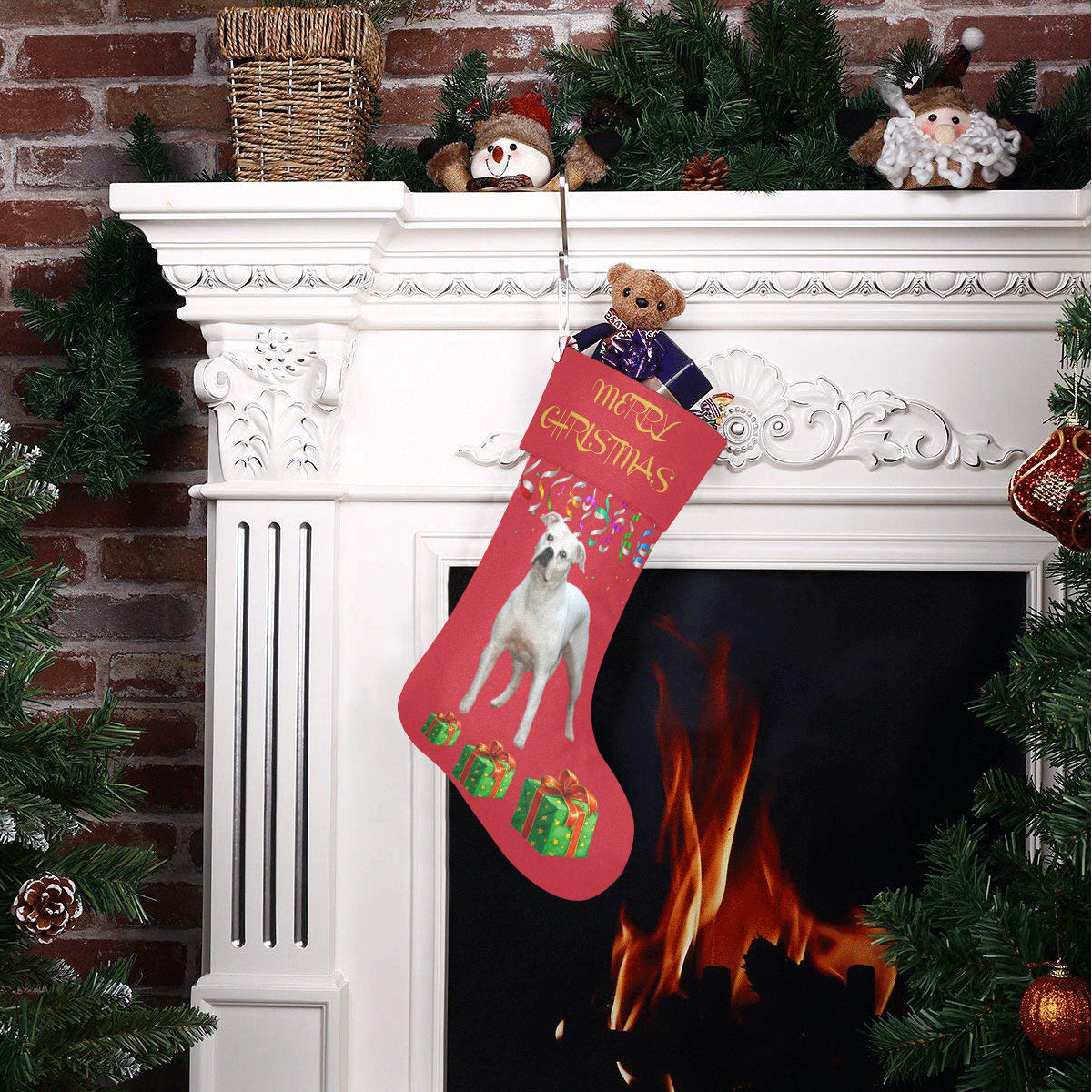 American Bulldog Christmas Stocking