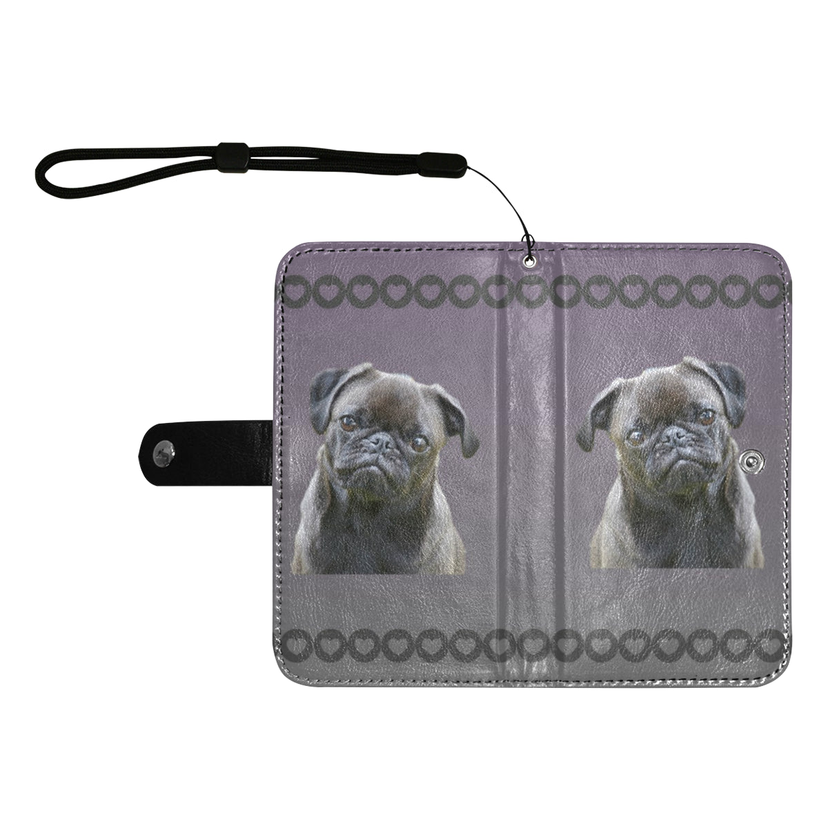 Pug Phone Case Wallet - Black Pug 55