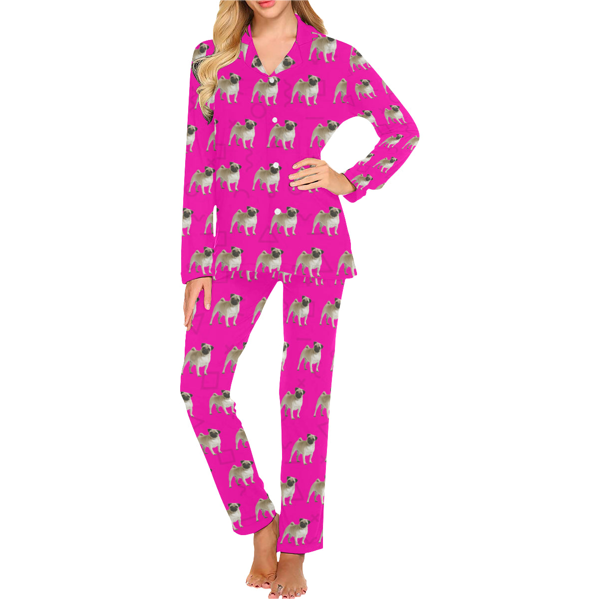 2 Piece Pug Long PJ Set