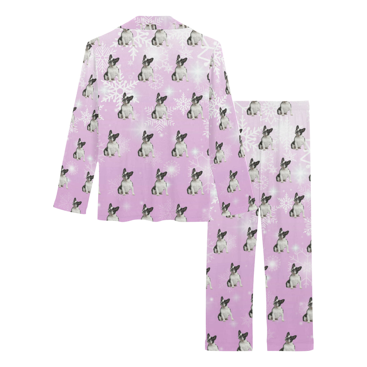 2 Piece French Bulldog Long PJ Set - Holiday