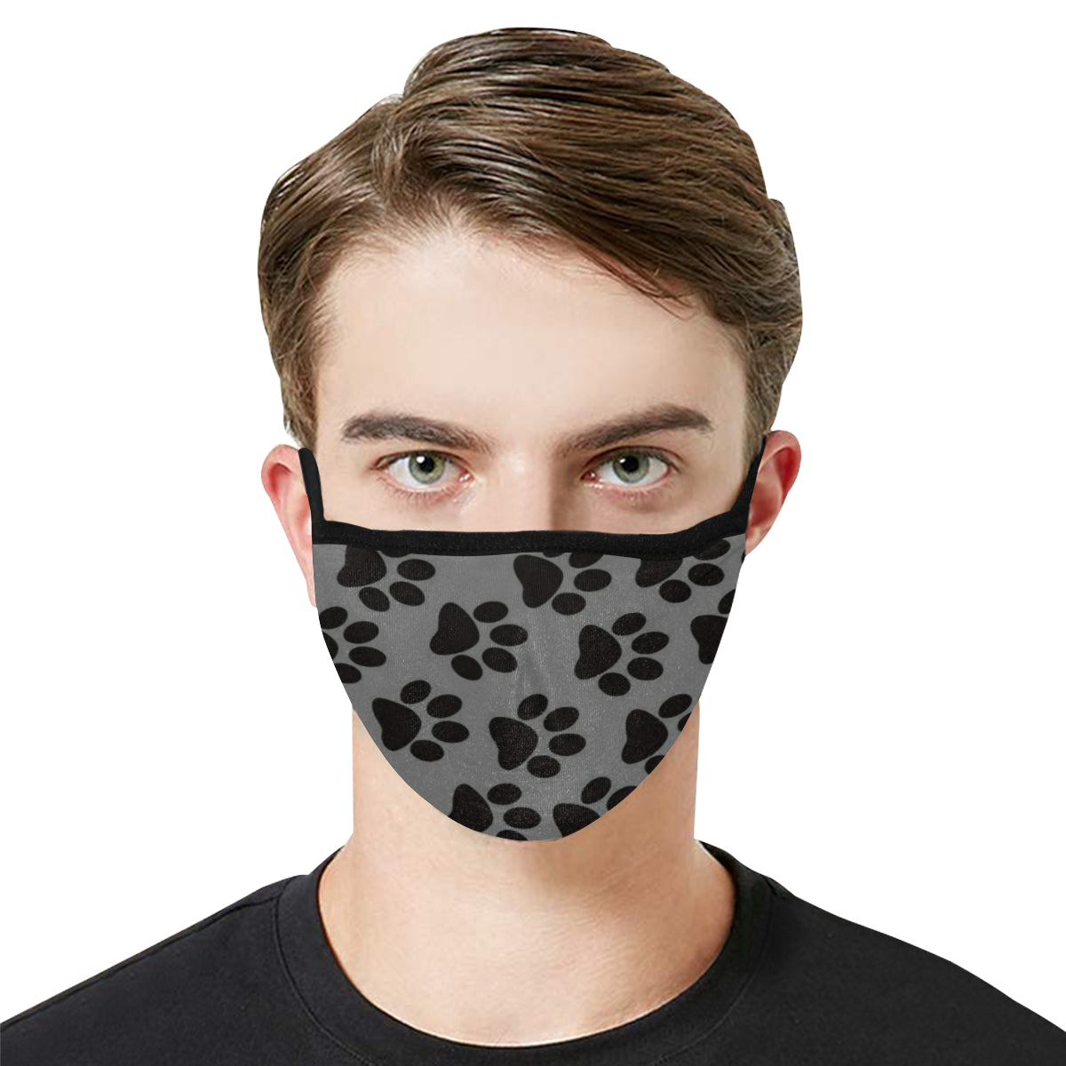 Paw Print Face Cover - Grey/Black