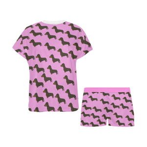 2 Piece Dachshund PJ Set - Pink