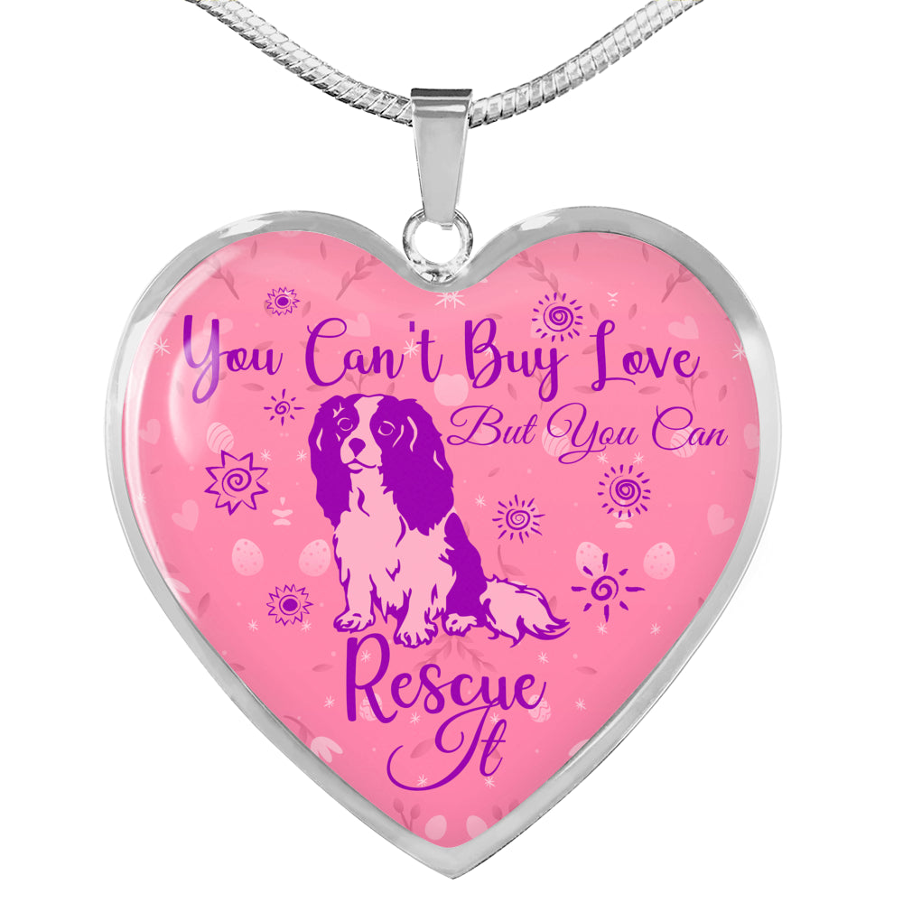 Cavalier King Charles Spaniel Can't Buy Love Heart Necklace
