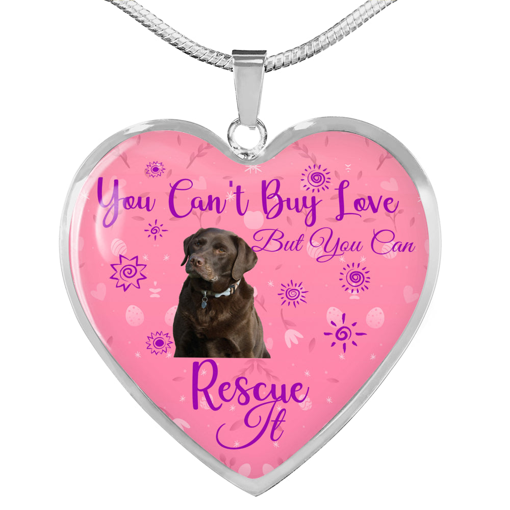 Chocolate Lab Can't Buy Love Heart Necklace