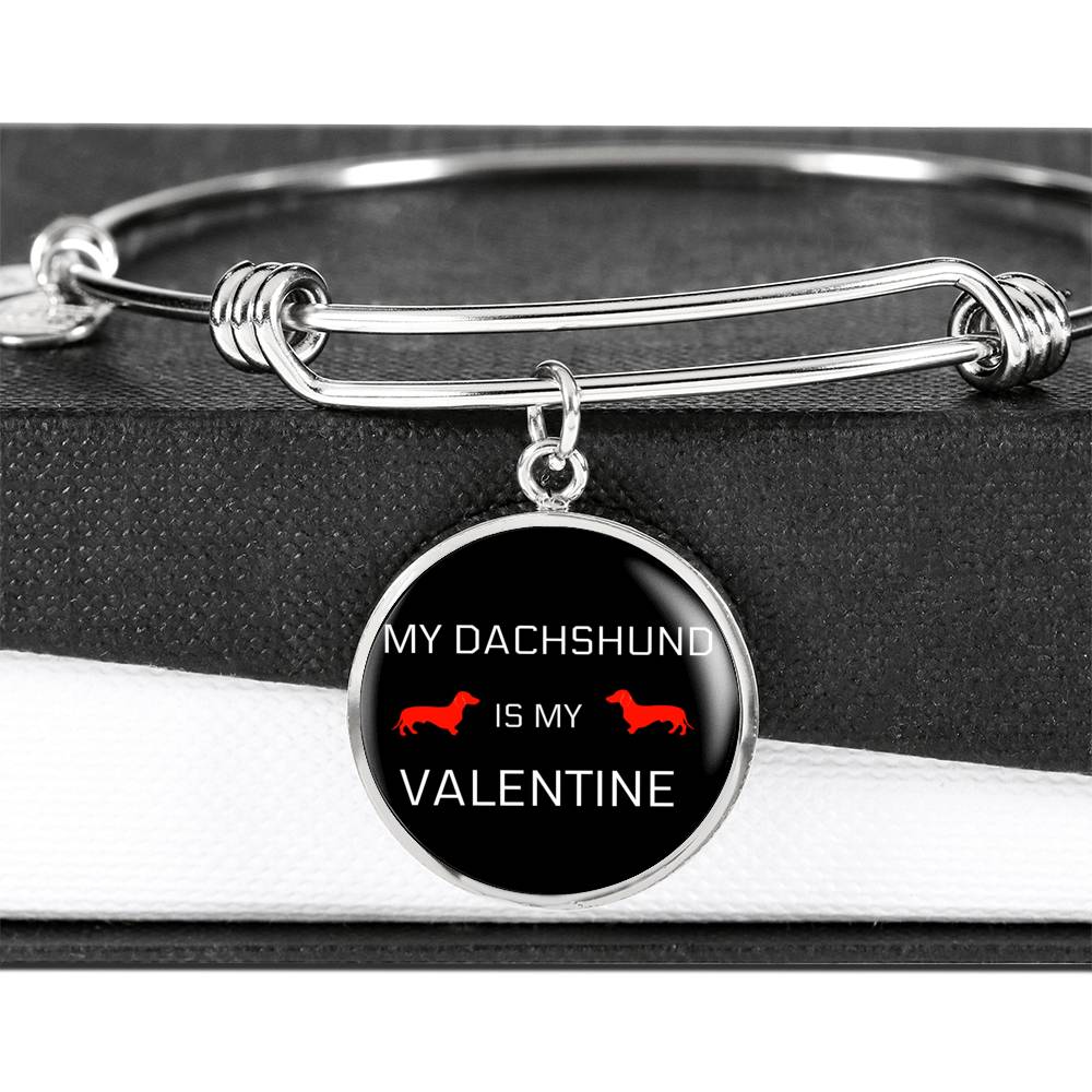 My Dachshund Is My Valentine Bangle Bracelet