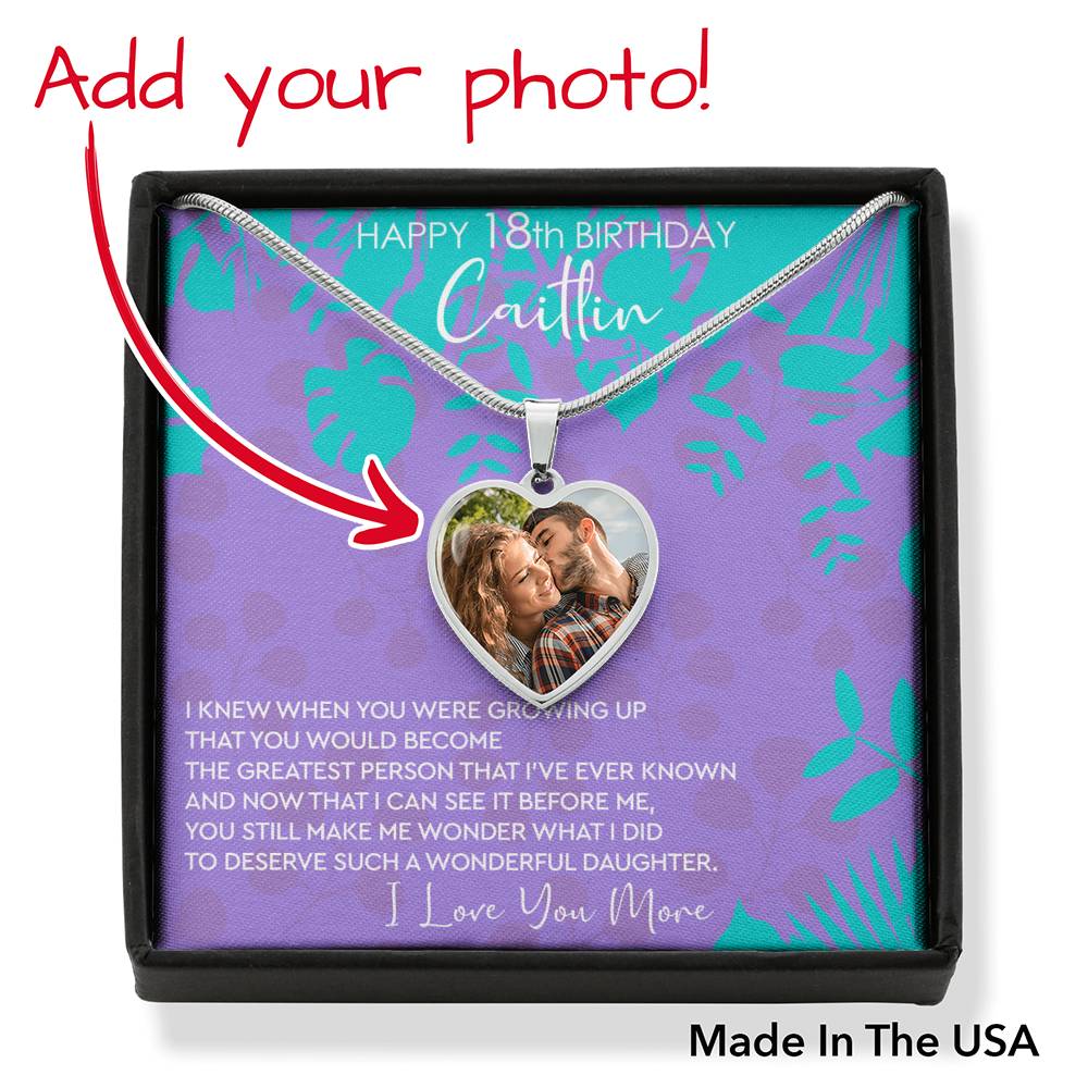 Personalized Photo Heart Necklace - Caitlin 18