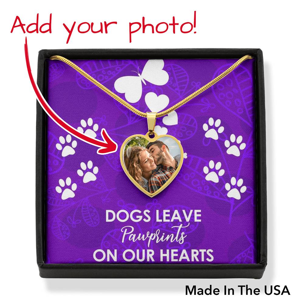 Personalized Dogs Leave Pawprints Heart Necklace