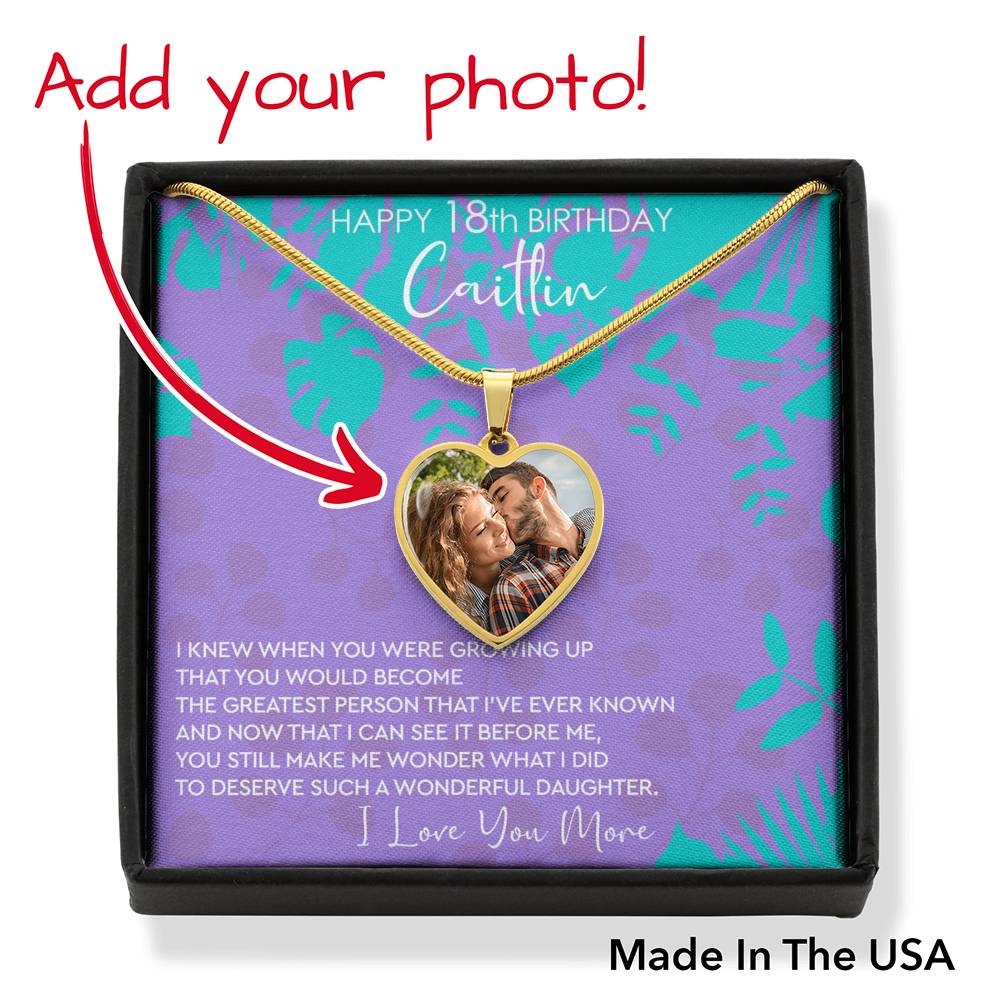 Personalized Photo Heart Necklace - Caitlin 18