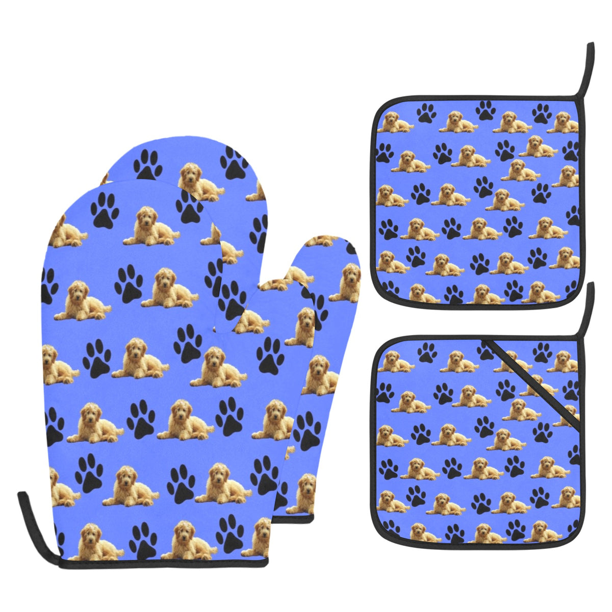 Goldendoodle Oven Mitts &amp; Pot Holders (4 Piece Set)