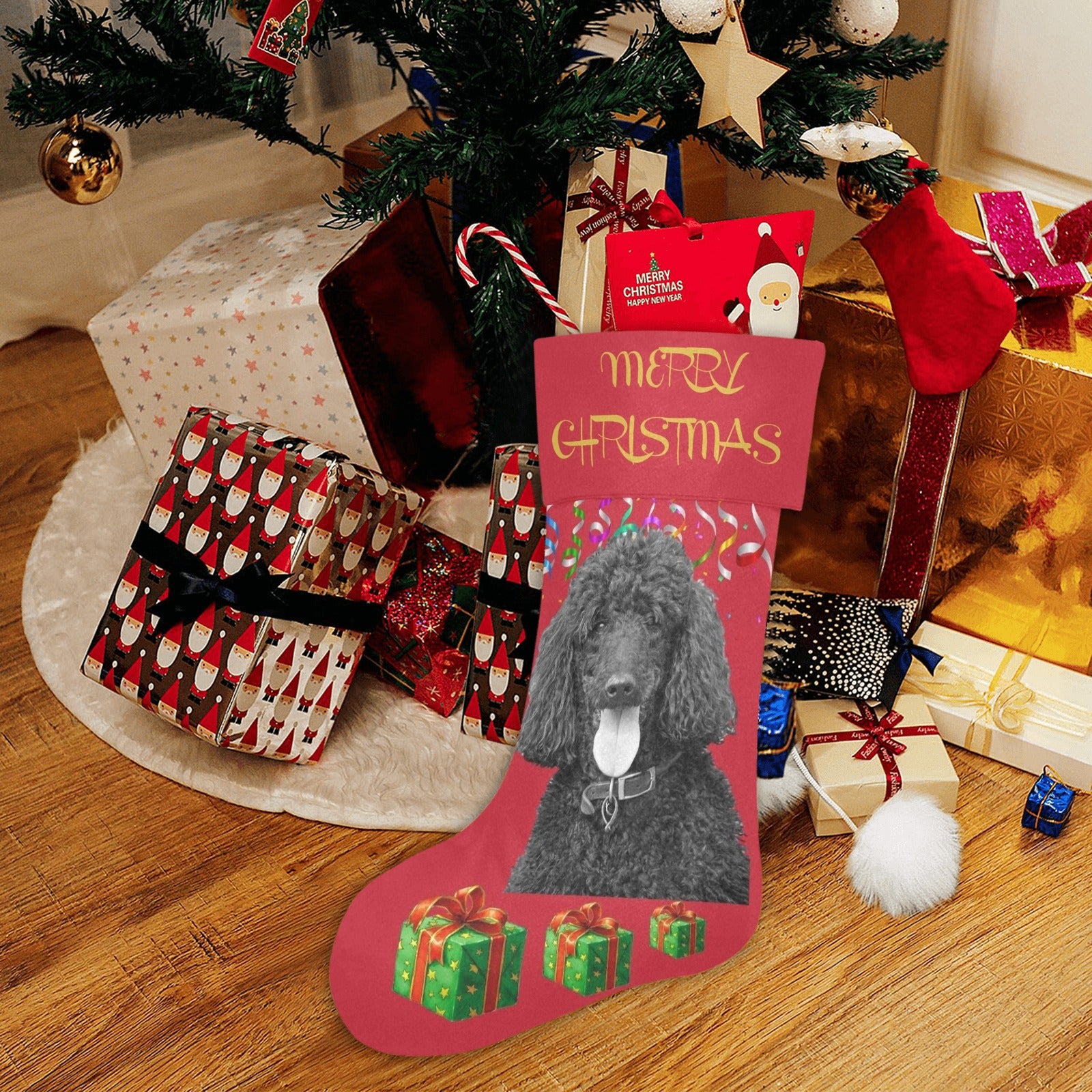 Black Standard Poodle Christmas Stocking