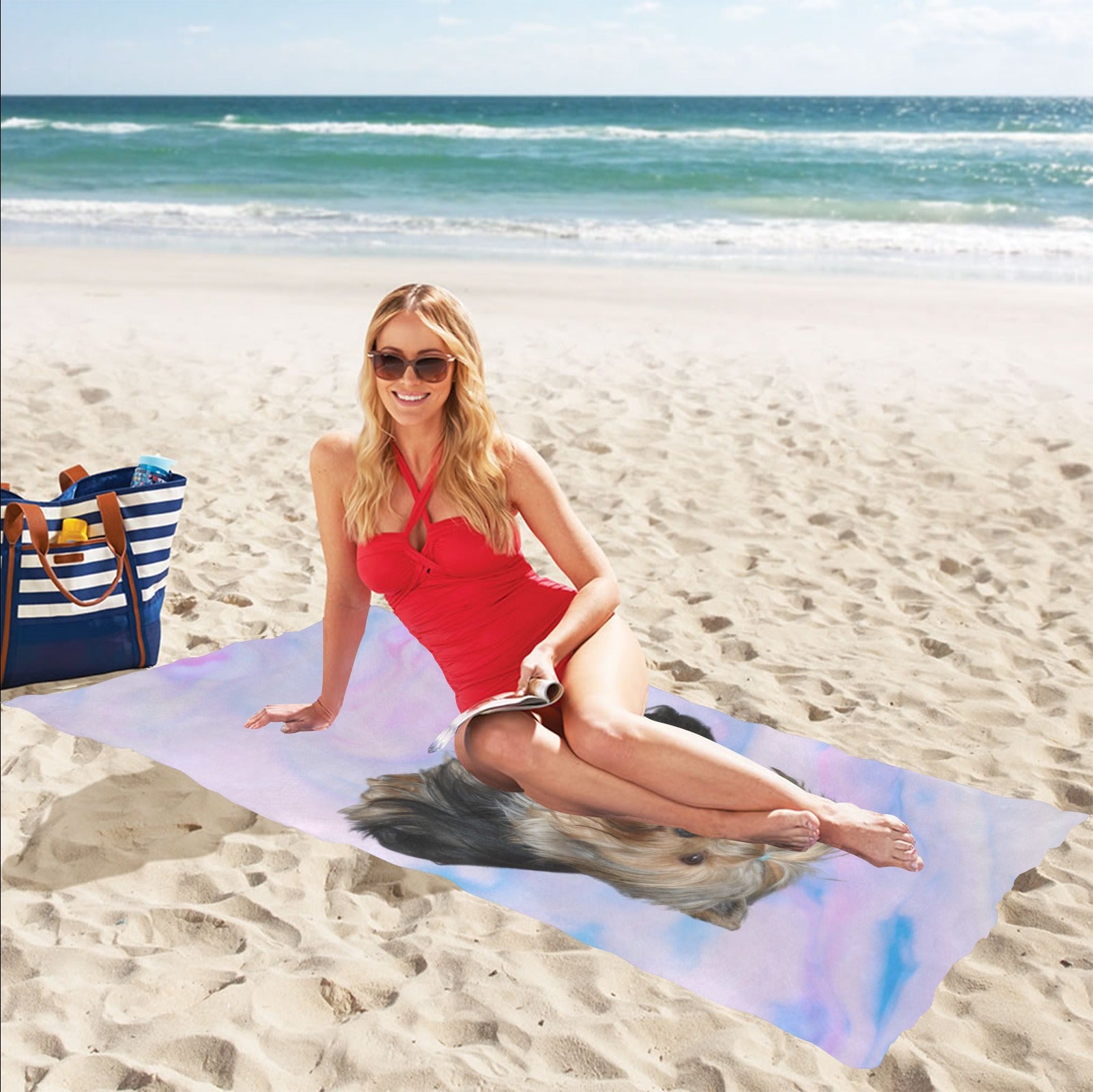 Yorkie Beach Towel - Candy 3