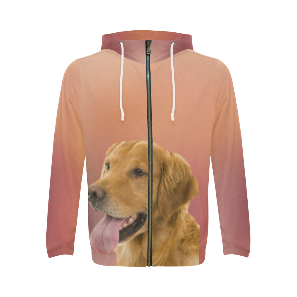 Golden Retriever Hooded Zip Up Sweatshirt