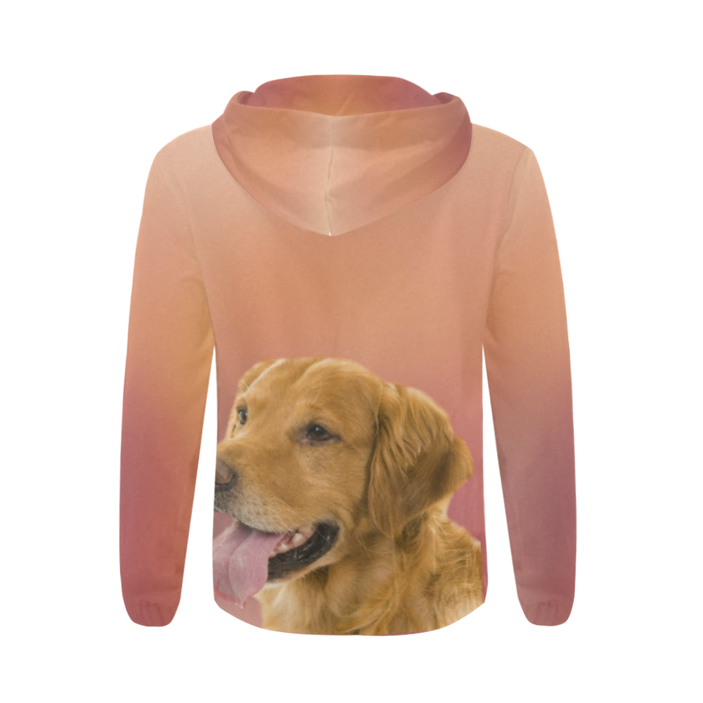 Golden Retriever Hooded Zip Up Sweatshirt