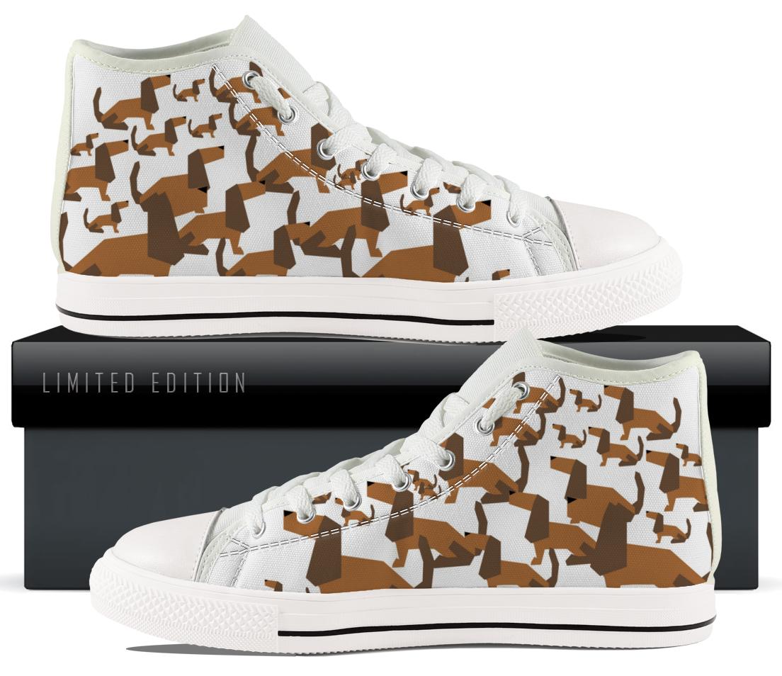 Cartoon Dachshund Canvas Shoes