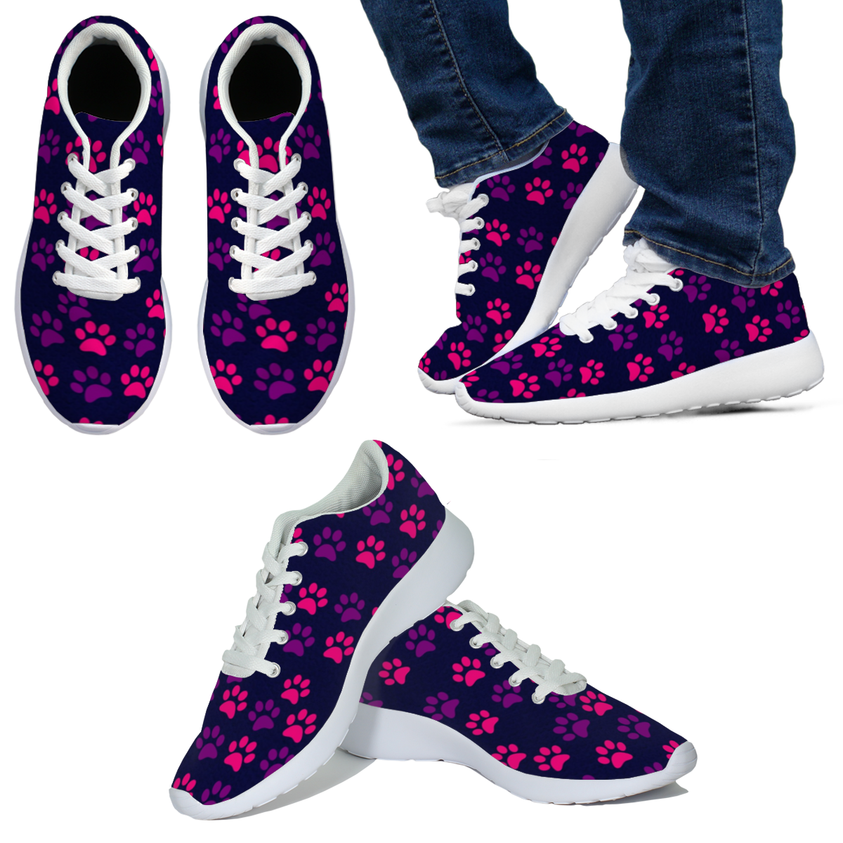 Dog Paw Sneakers - Pink &amp; Purple