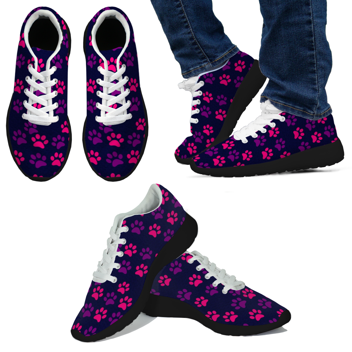 Dog Paw Sneakers - Pink & Purple