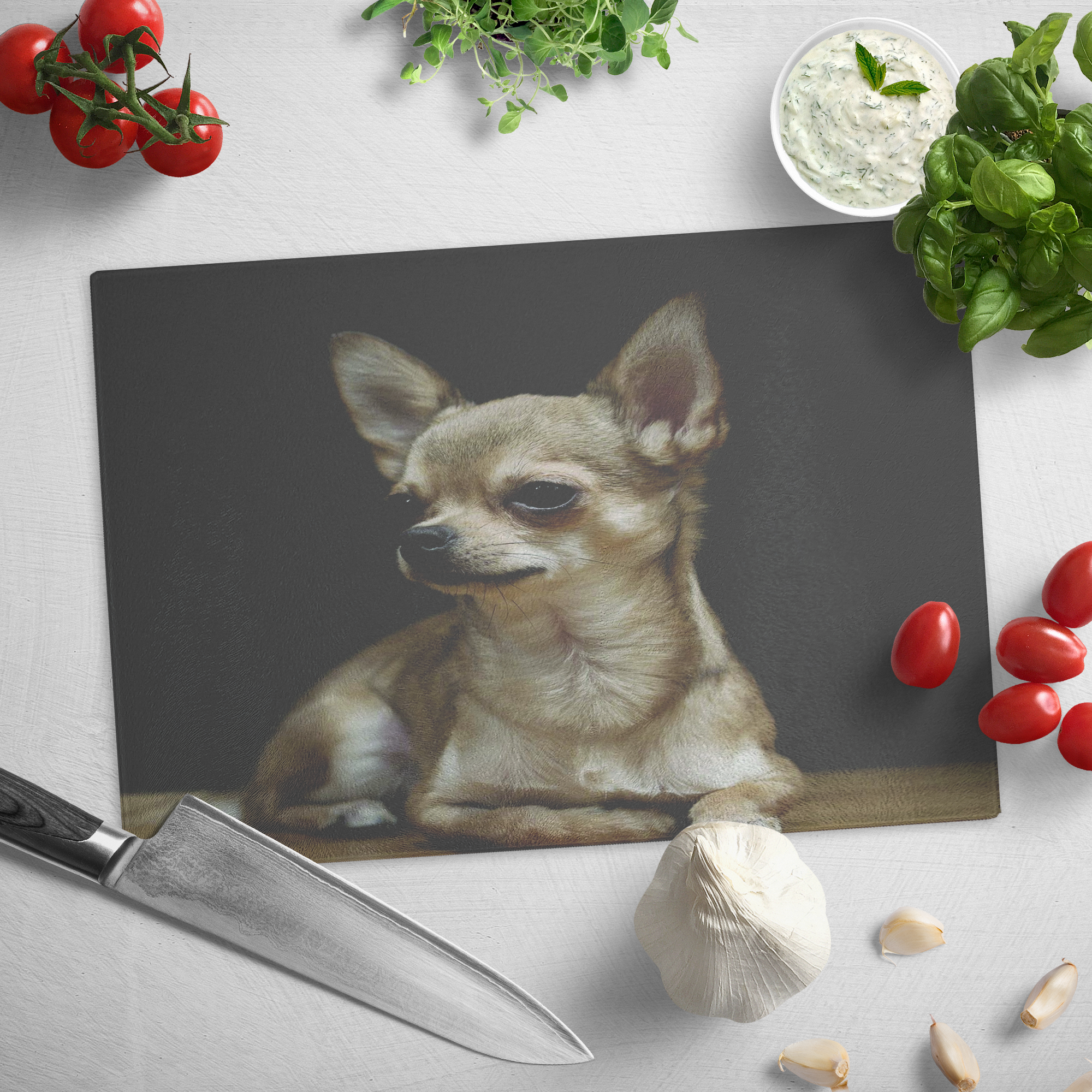 Chihuahua Glass Cutting Board