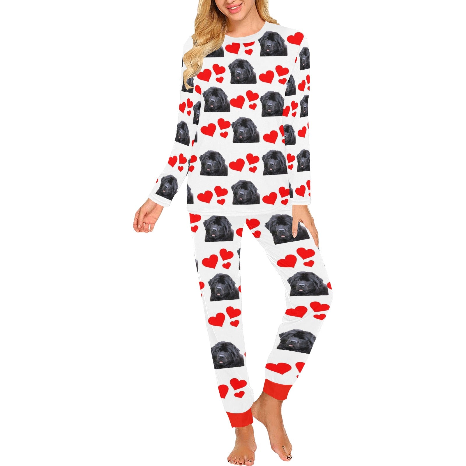 2 Piece Newfoundland Hearts Long Tee Pajama Set