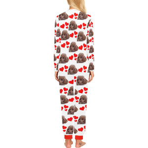 Poodle Hearts Long Tee Pajama Set - Toy Poodle