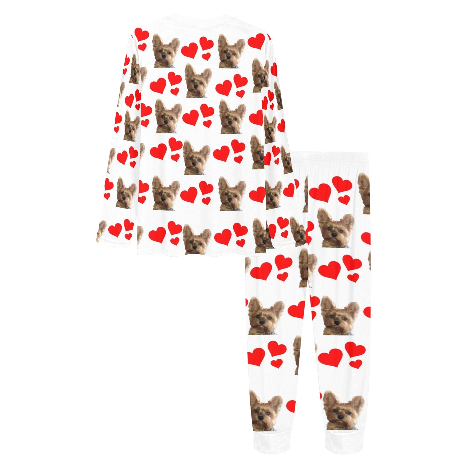 2 Piece Yorkie Hearts Long Tee Pajama Set