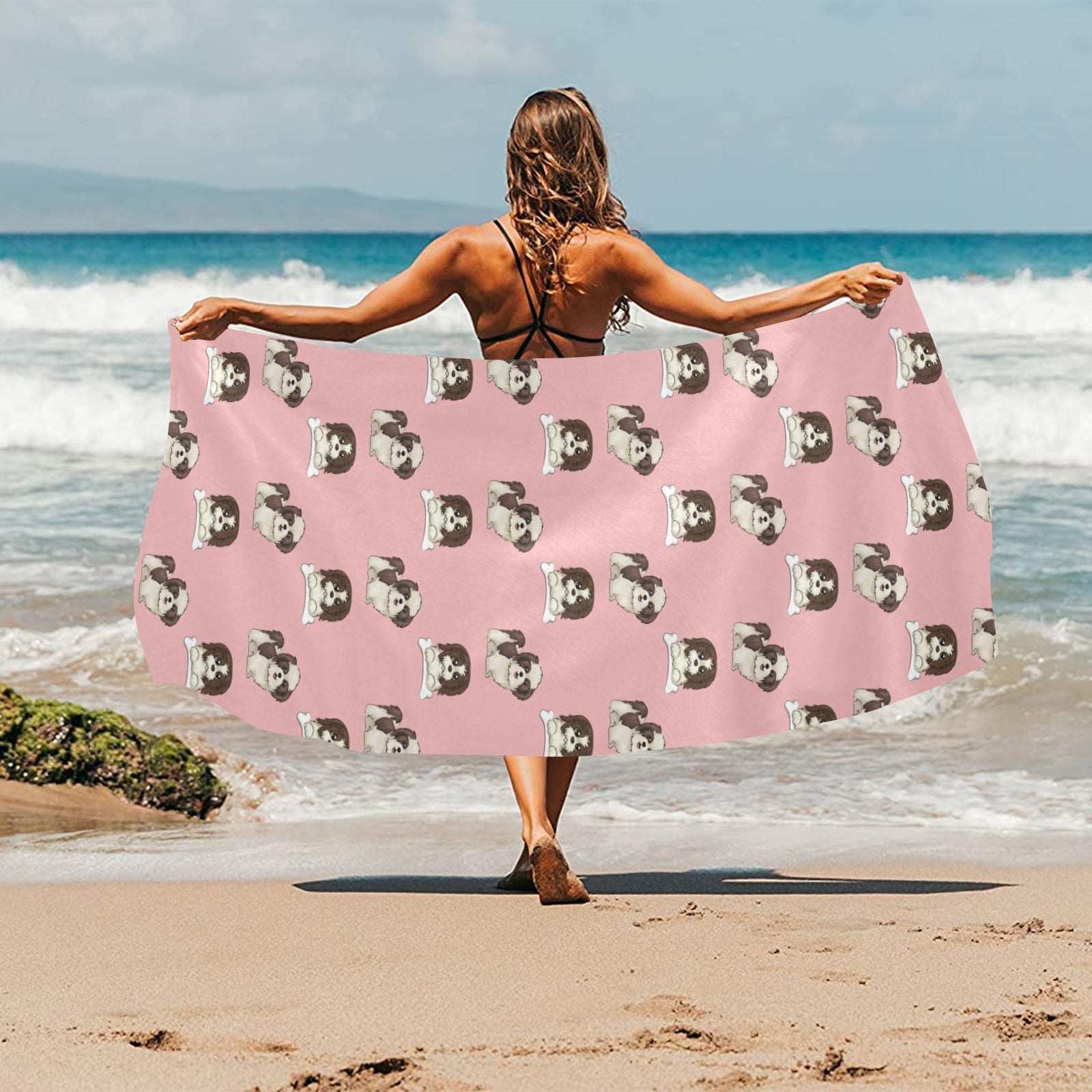 Shih Tzu Beach Towel - Pink