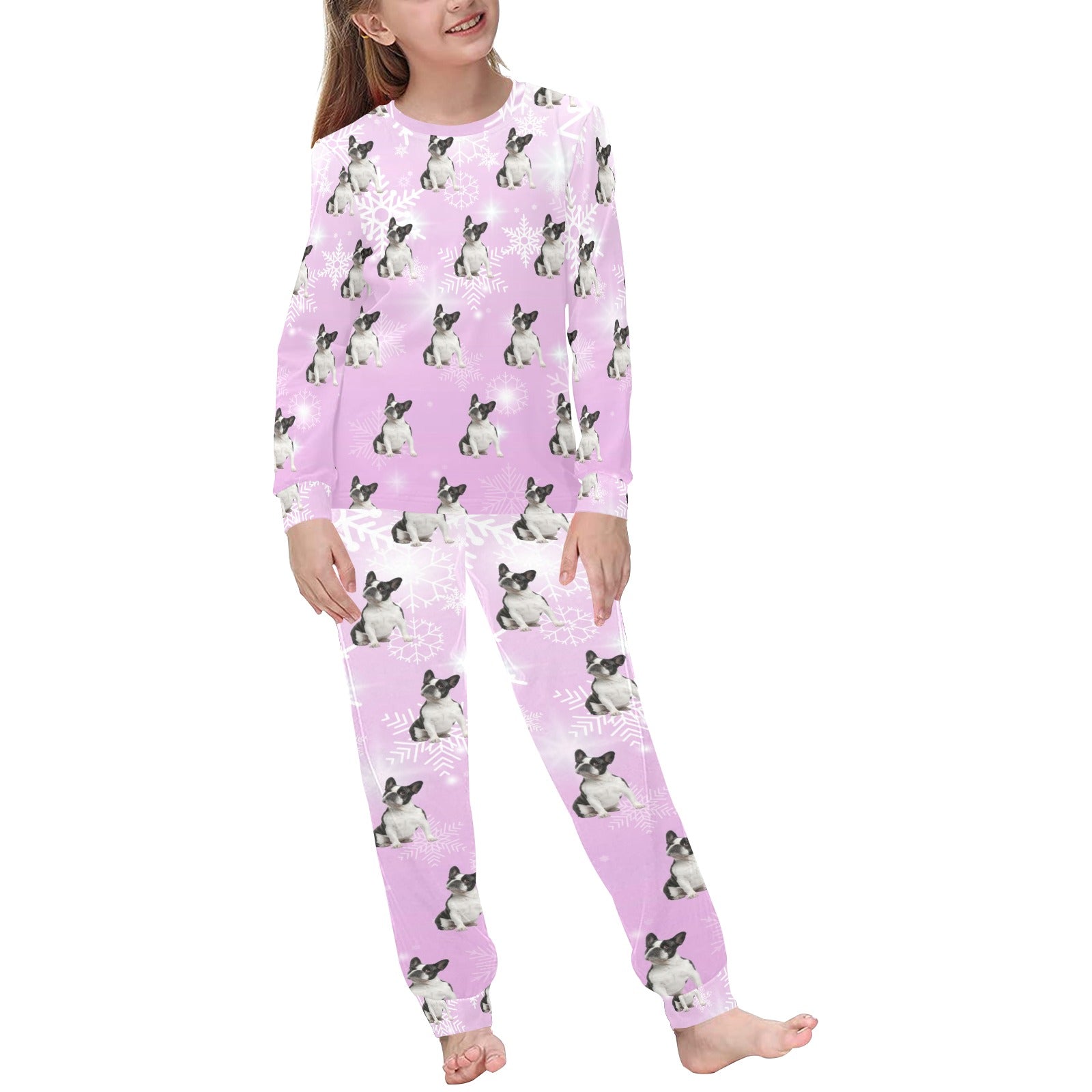 2 Piece French Bulldog Children's Pajama Set - Holiday