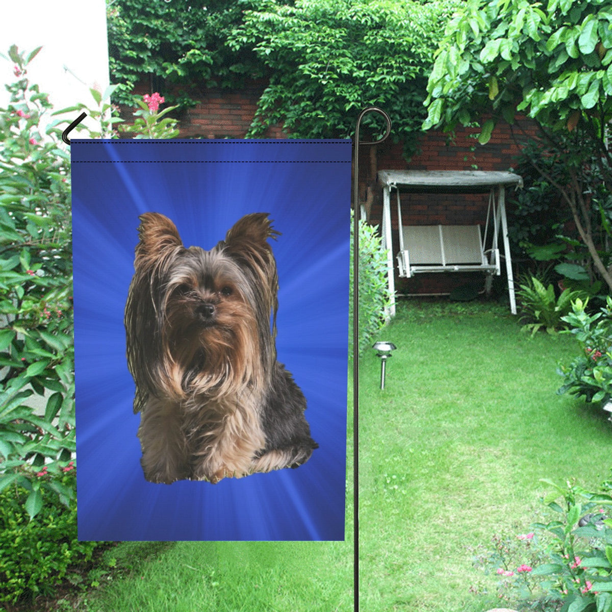 Yorkie Garden Flag - Long Hair