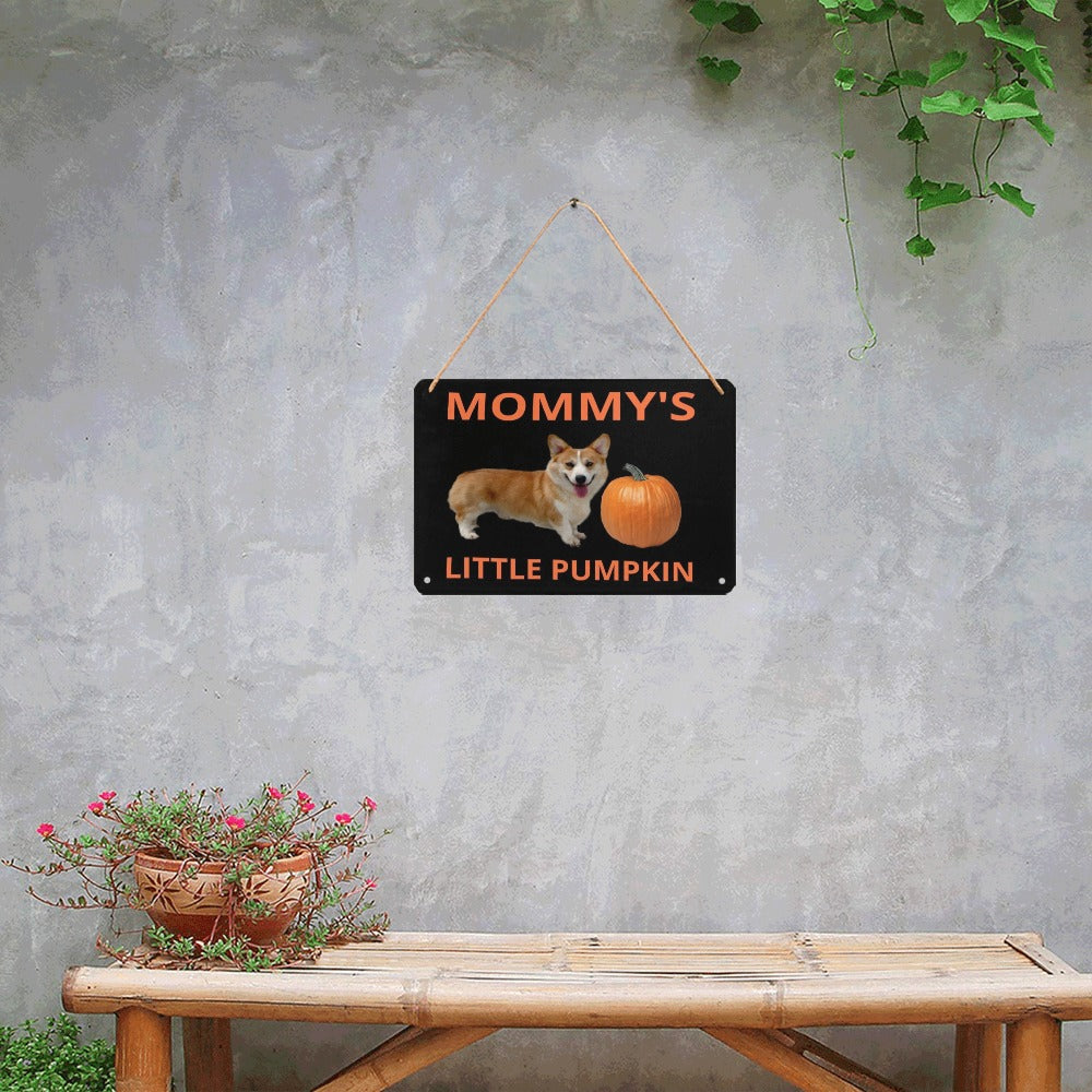 Mommy's Little Pumpkin Corgi Metal Print