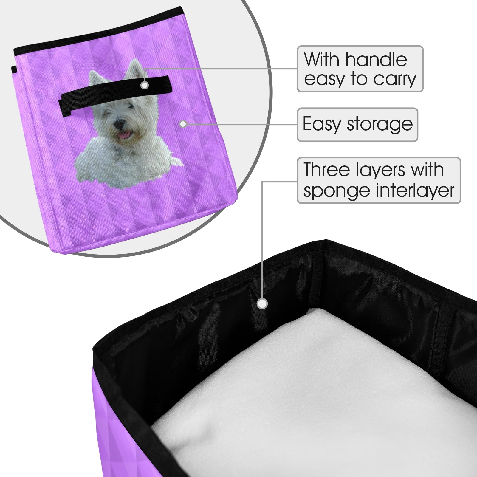 Westie Storage Basket - Purple