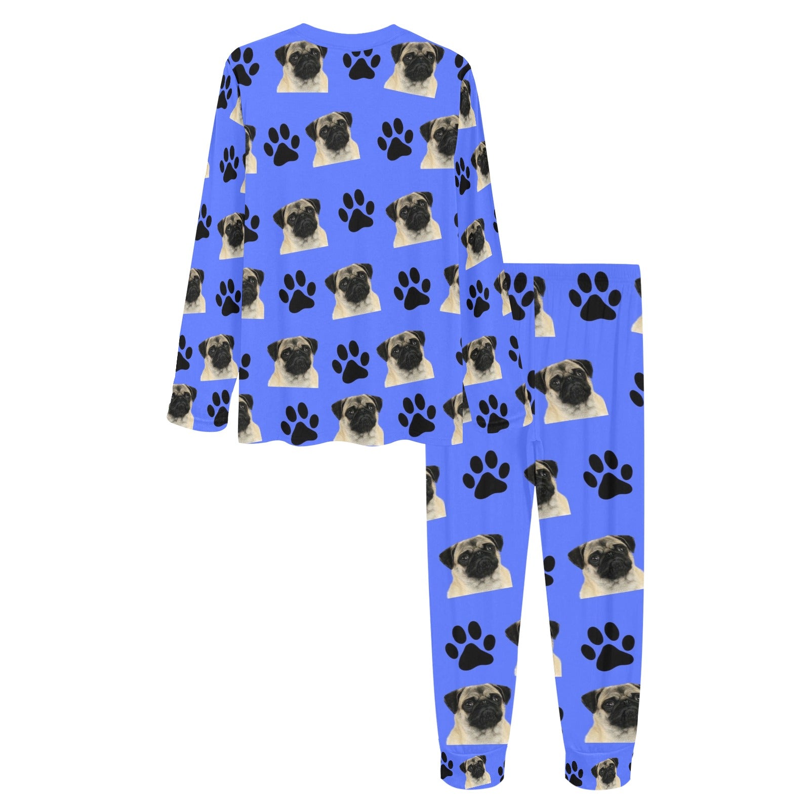 2 Piece Pugs & Paws Long Tee Pajama Set