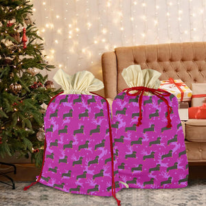 Dachshund & Reindeer Holiday Drawstring Bag