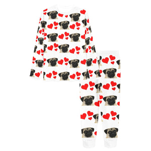 Pug Hearts Long Tee Pajama Set