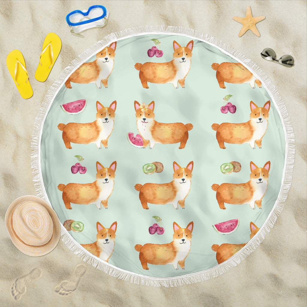 Corgi Fruit Beach Blanket