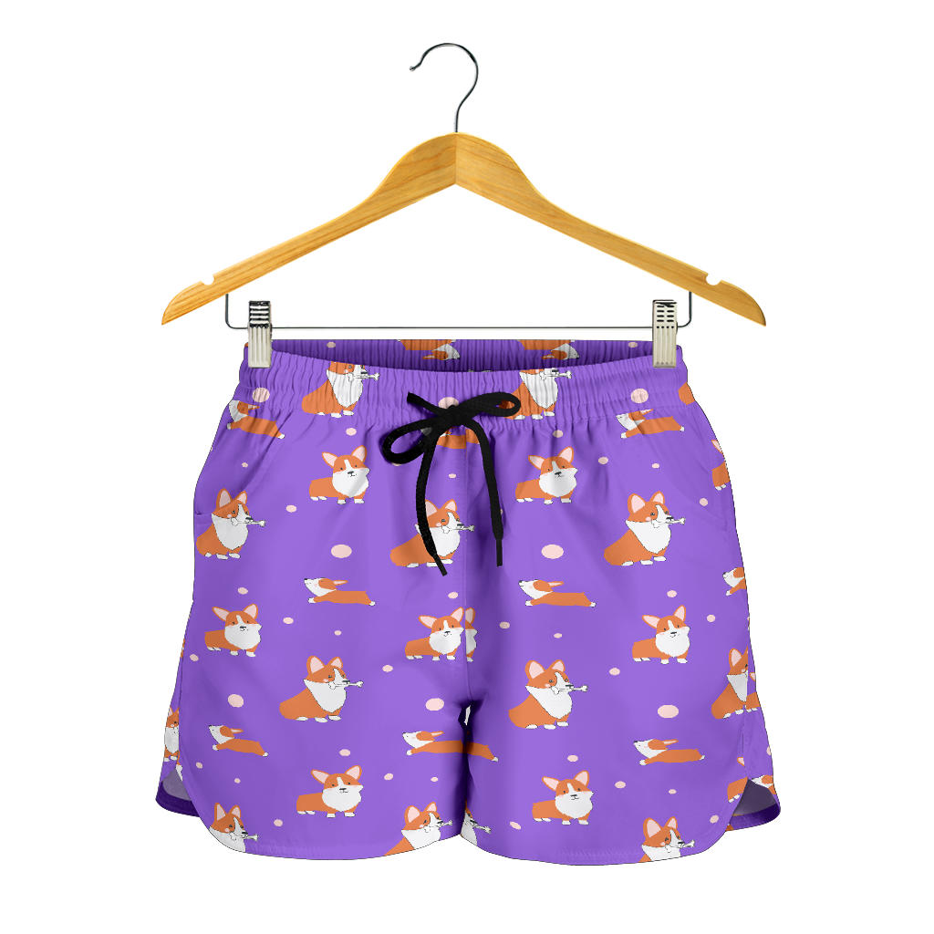 Corgi Cartoon Shorts - Purple