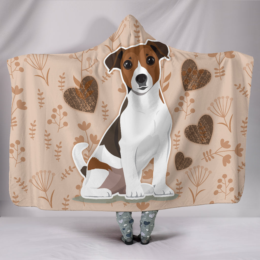 Jack Russell Hooded Blanket - Hearts
