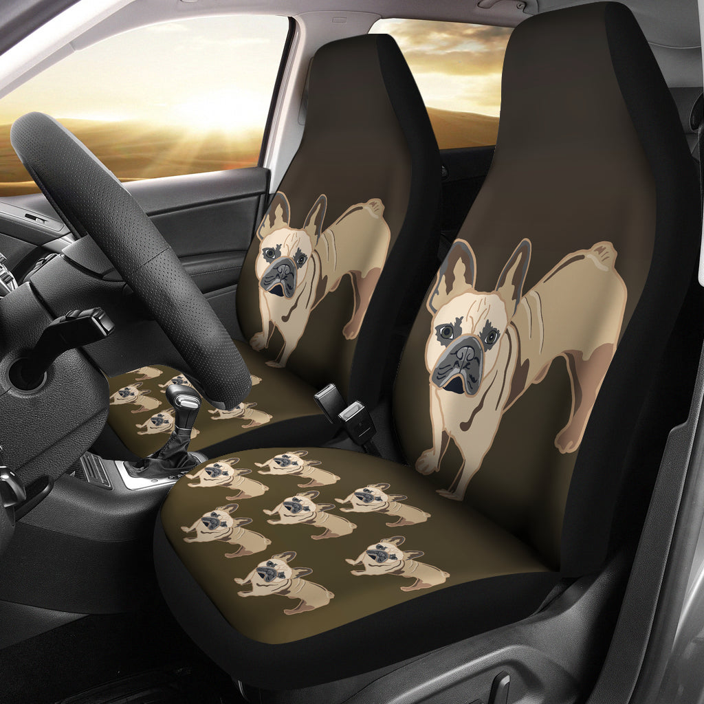 French Bulldog Cartoon Car Seat Cover ( Set of 2)