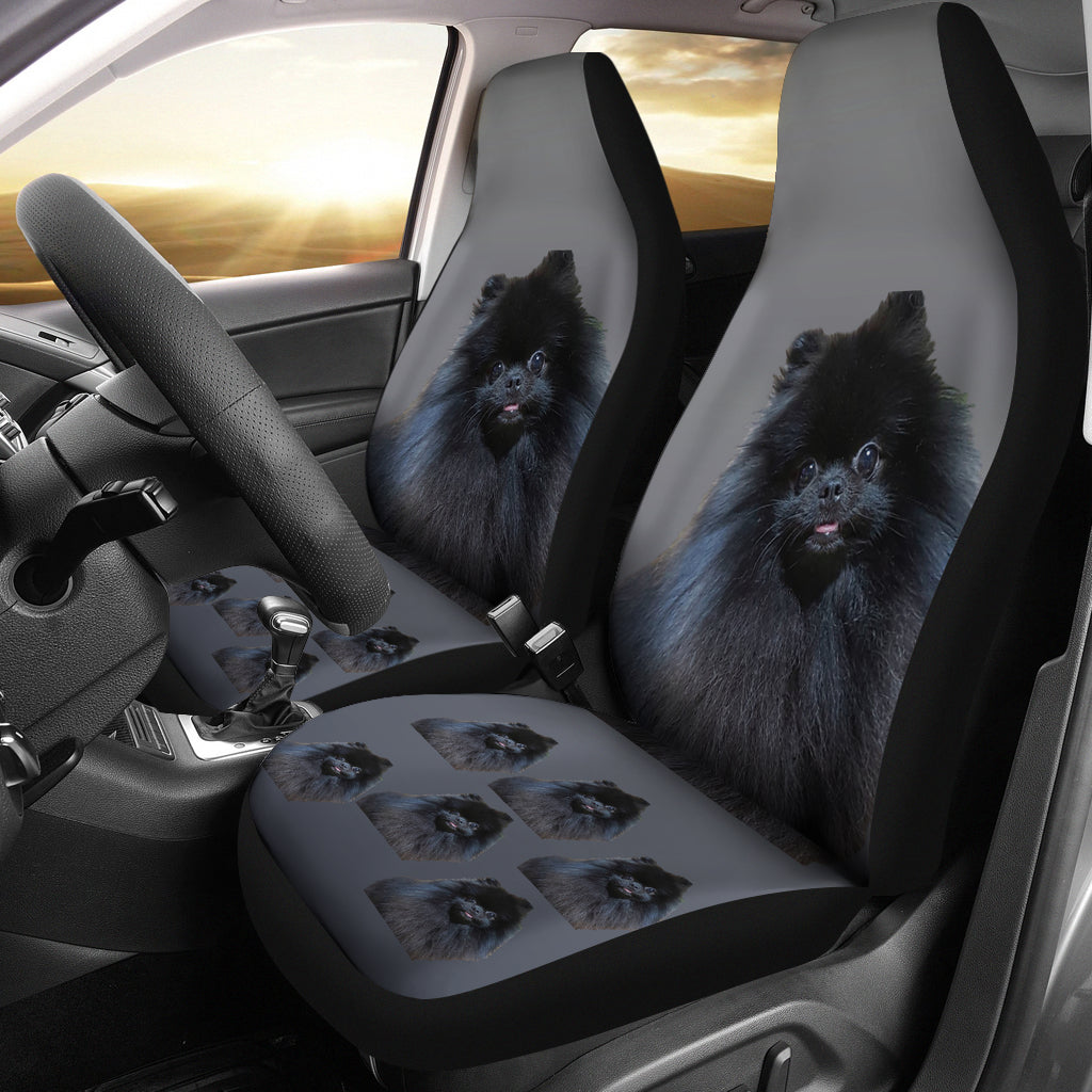 Pomeranian Car Seat Covers (Set of 2) - Black